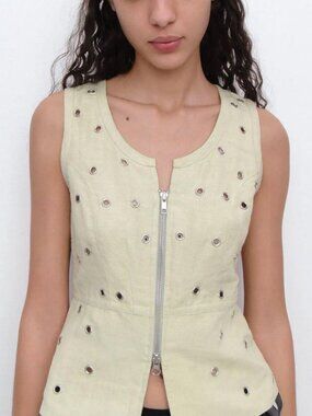 Gimaguas Women's Cream and Yellow Vest Top
